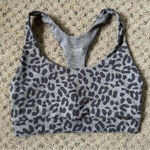 Bombshell Sportswear Gray Leopard Sports Bra